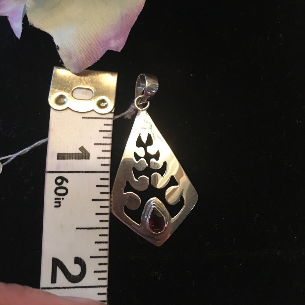 Sterling silver red garnet pendant